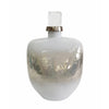 Akky Decorative Bottle w Lid | Aluminum Collar Silver-White Glass 13"