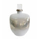 Akky Decorative Bottle w Lid | Aluminum Collar Silver-White Glass 13"