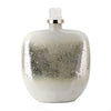 Akky Decorative Bottle w Lid | Aluminum Collar Silver-White Glass 16"