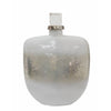 Akky Decorative Bottle w Lid | Aluminum Collar Silver-White Glass 16"