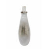 Akky Decorative Bottle w Lid | Aluminum Collar Silver-White Glass 16"