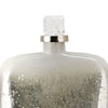 Akky Decorative Bottle w Lid | Aluminum Collar Silver-White Glass 16"