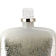 Akky Decorative Bottle w Lid | Aluminum Collar Silver-White Glass 16"