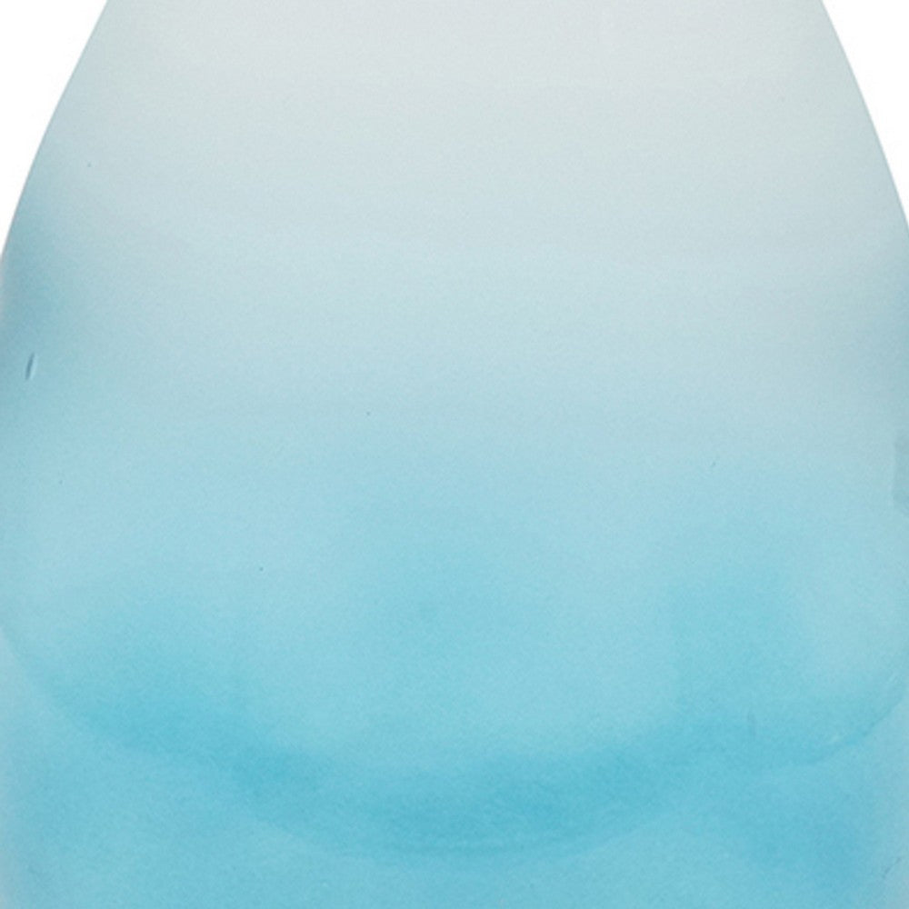 Ethan Decorative Bottle w Lid | Gold Metal Details | Blue-White Glass 15"