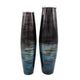Viena Decorative Vase Set of 2 | Aluminum Rim | Layered Blue Glass 27"