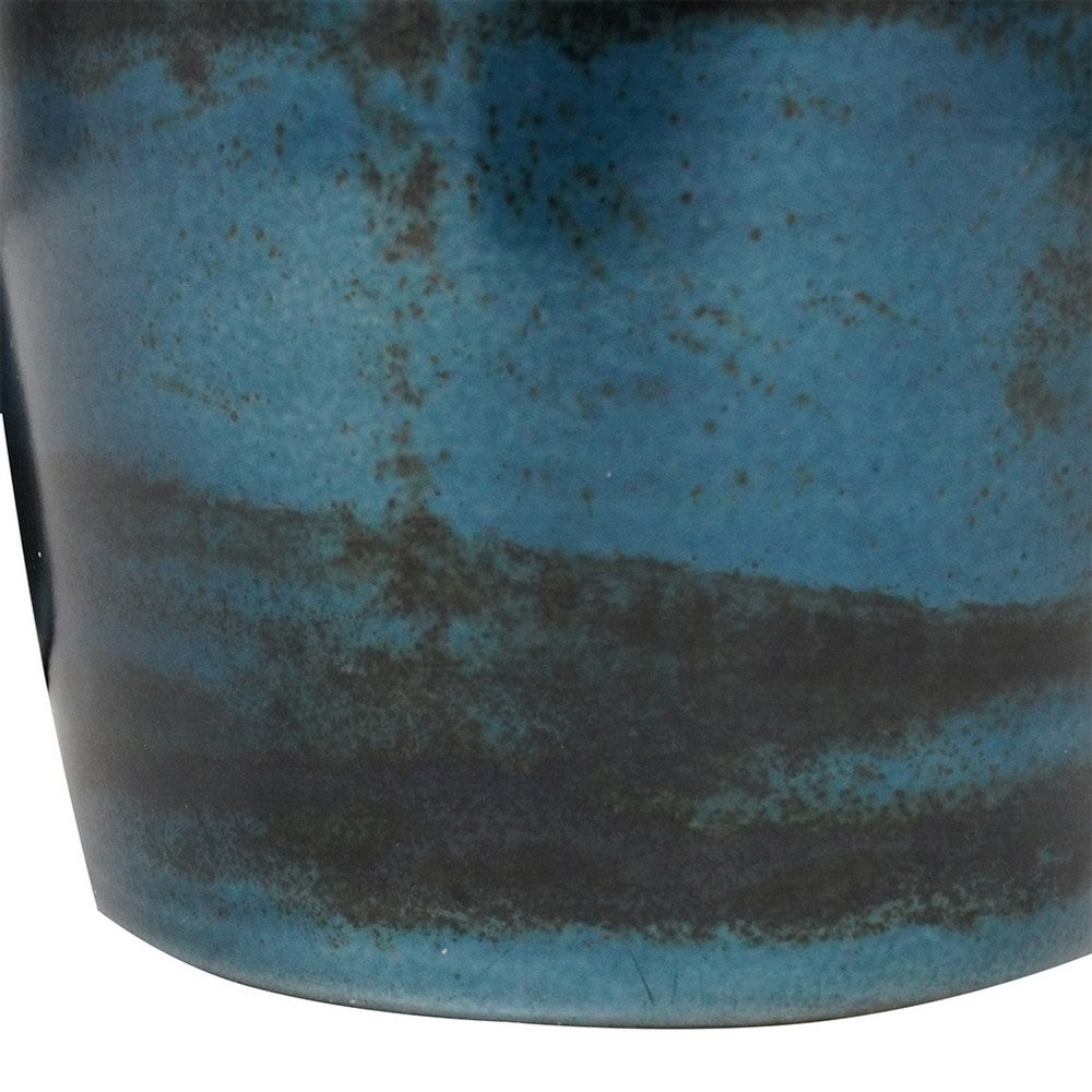 Viena Decorative Vase Set of 2 | Aluminum Rim | Layered Blue Glass 27"