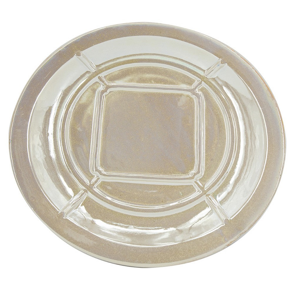 Dutch Charger Plate with Stand | Iridescent Glaze | Cream Ceramic 18"