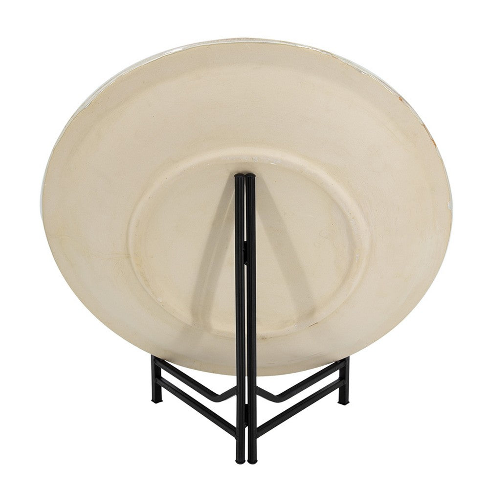 Dutch Charger Plate with Stand | Iridescent Glaze | Cream Ceramic 18"