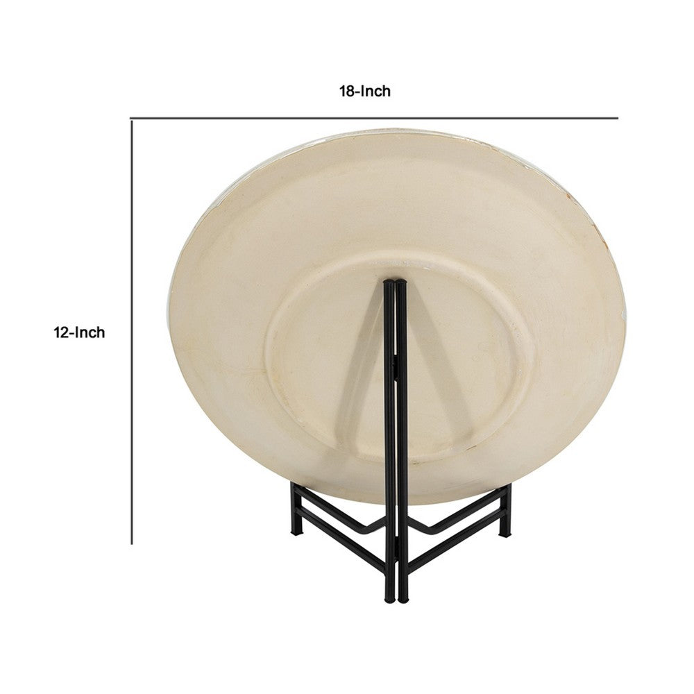 Dutch Charger Plate with Stand | Iridescent Glaze | Cream Ceramic 18"