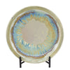 Duke Decorative Charger Plate w Stand | Organic Pattern Blue-Beige Ceramic 18"