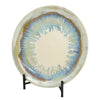 Duke Decorative Charger Plate w Stand | Organic Pattern Blue-Beige Ceramic 18"
