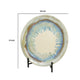 Duke Decorative Charger Plate w Stand | Organic Pattern Blue-Beige Ceramic 18"