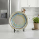 Duke Decorative Charger Plate w Stand | Organic Pattern Blue-Beige Ceramic 18"