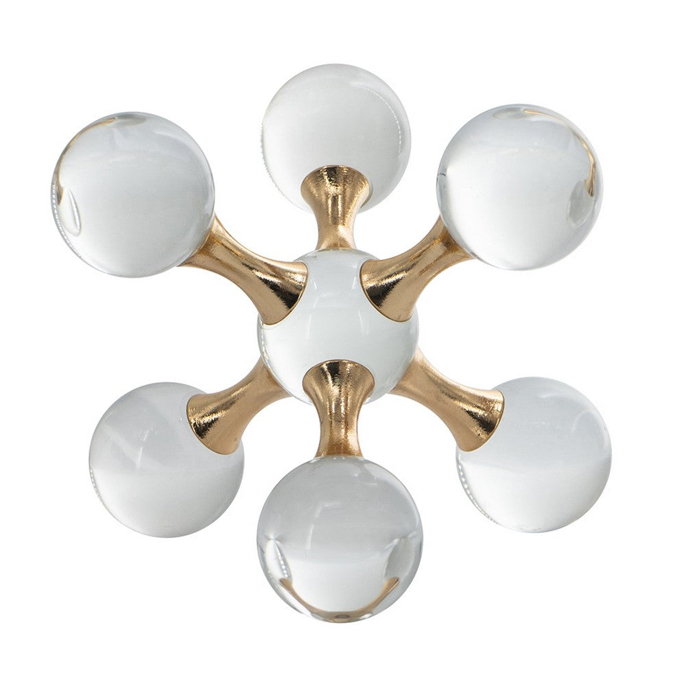 Tammy Science Atom Accent w 6 Glass Spheres | Gold Iron Stems | 7"