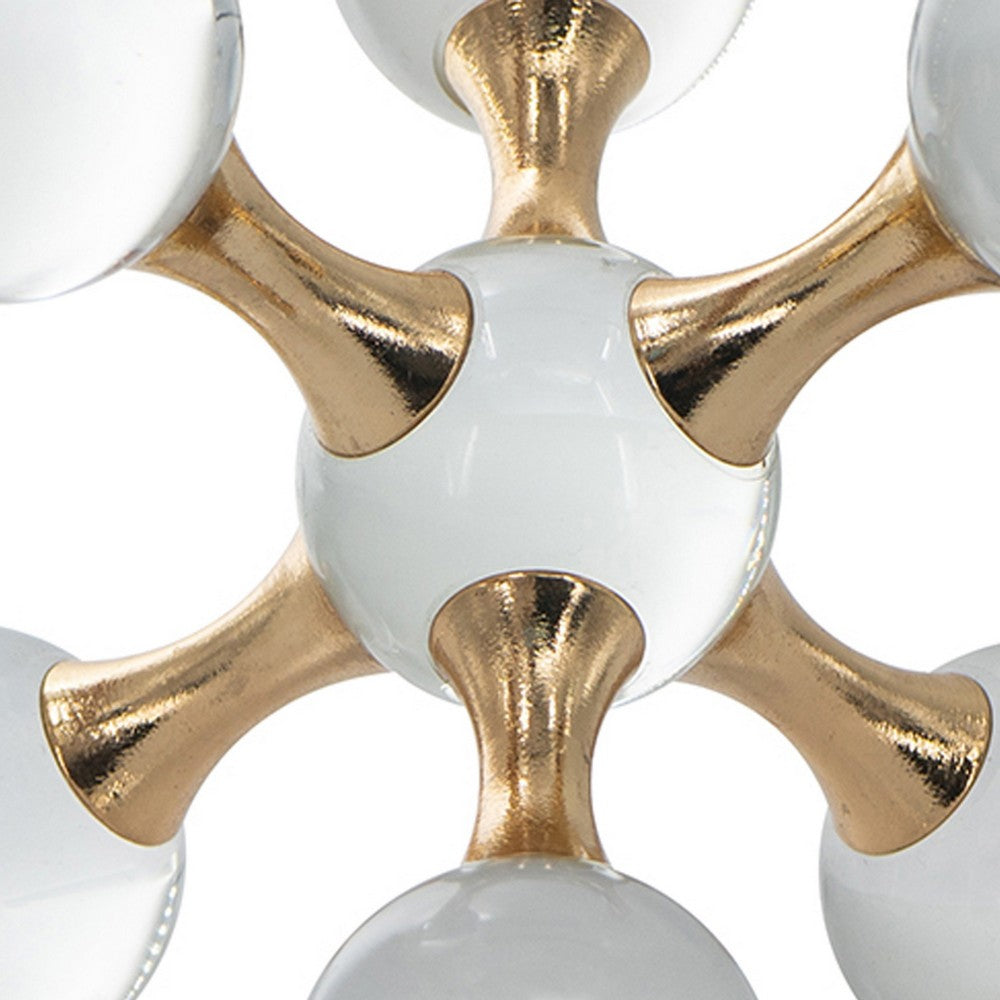 Tammy Science Atom Accent w 6 Glass Spheres | Gold Iron Stems | 7"