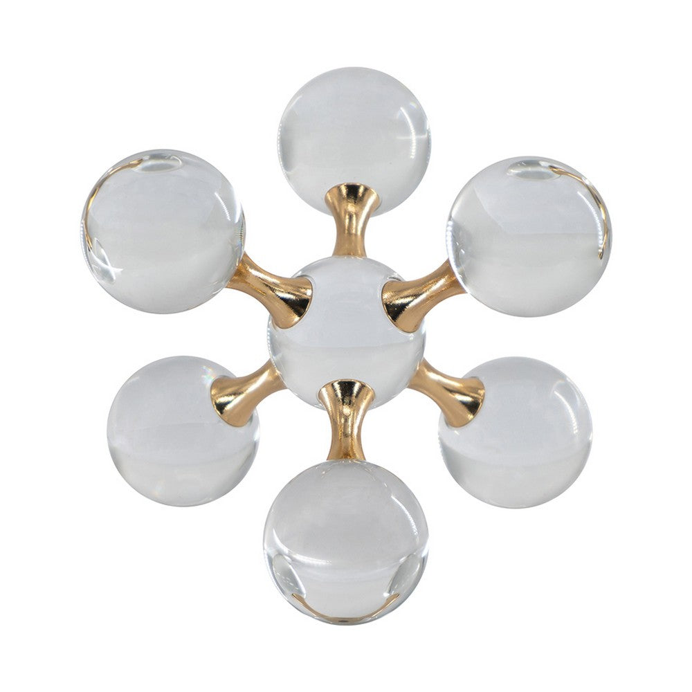 Tammy Atomic Ball Accent w 6 Glass Spheres | Gold Iron Stems | 8"