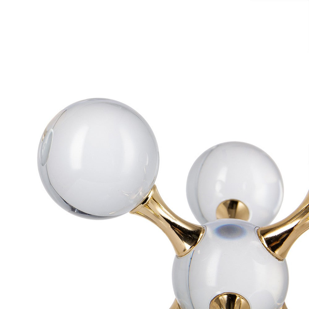 Tammy Atomic Ball Accent w 6 Glass Spheres | Gold Iron Stems | 8"