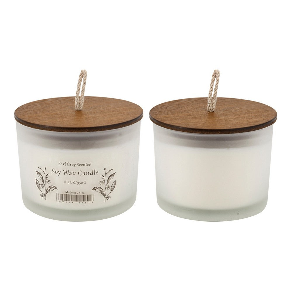 Chris Earl Gray Scented Soy Wax Candles | Set of 2 | Glass | Ivory 9"