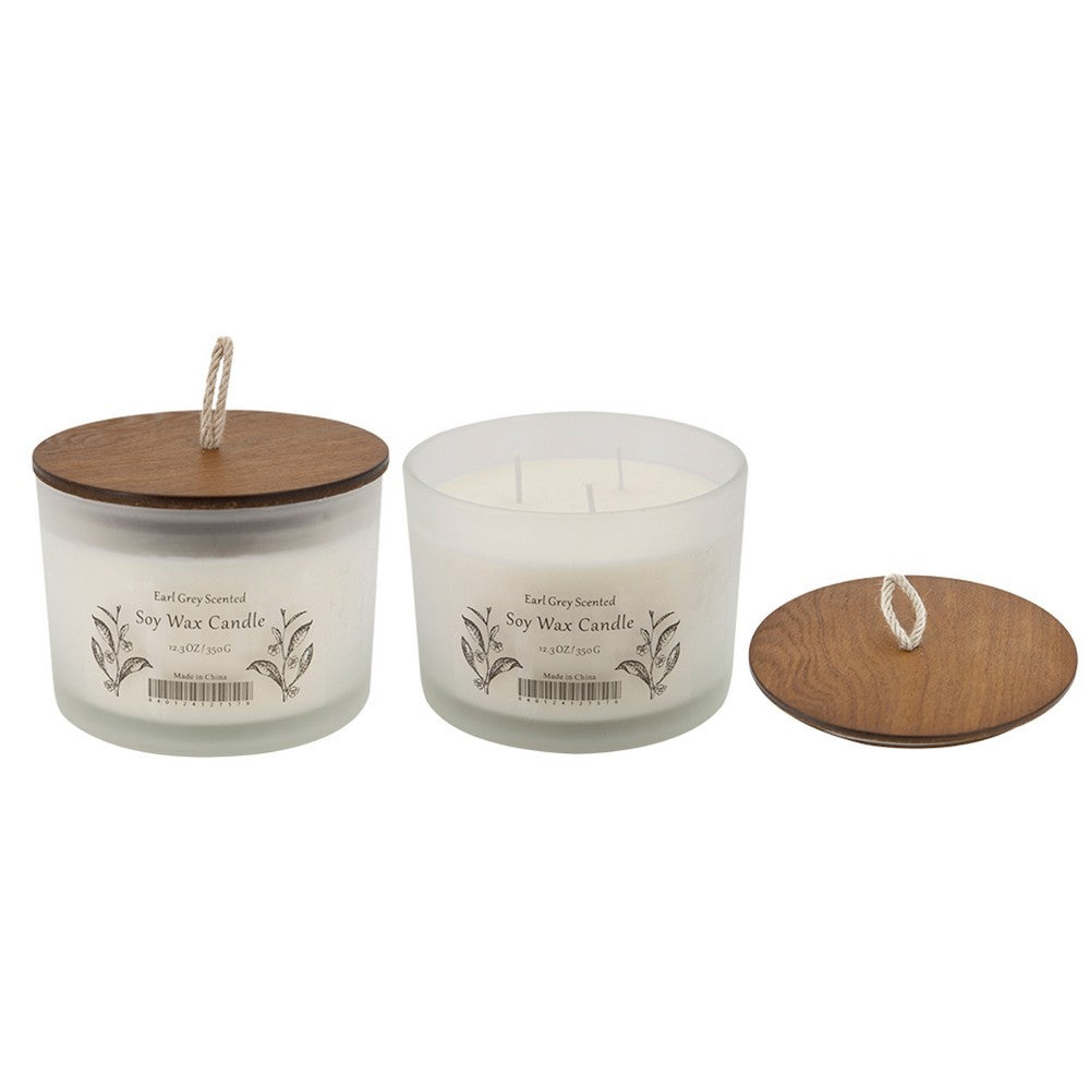 Chris Earl Gray Scented Soy Wax Candles | Set of 2 | Glass | Ivory 9"