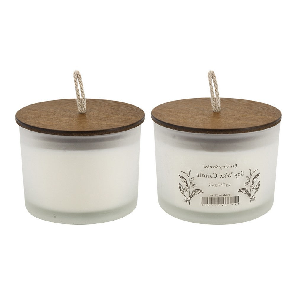 Chris Earl Gray Scented Soy Wax Candles | Set of 2 | Glass | Ivory 9"