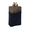 Sean Bottle w Zeolite Stone Lid | Black-Gray Glass | Gold Aluminum 12"