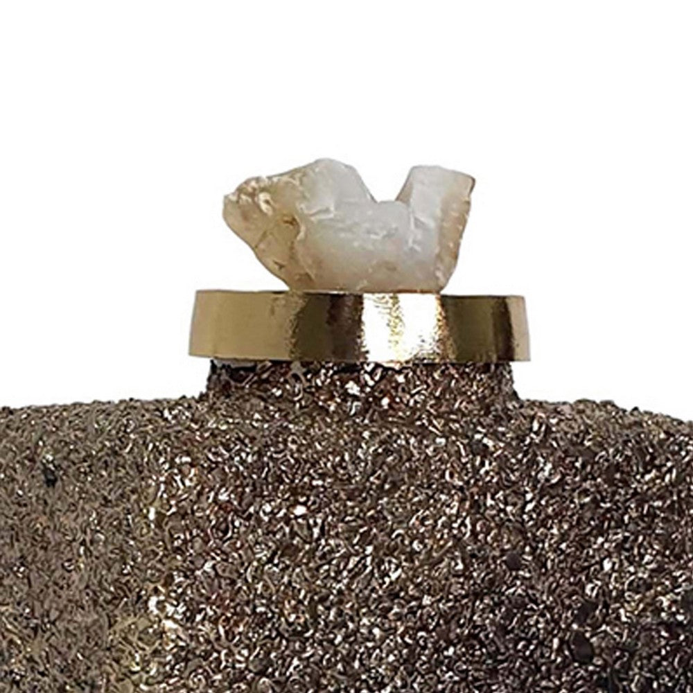 Sean Bottle w Zeolite Stone Lid | Black-Gray Glass | Gold Aluminum 12"