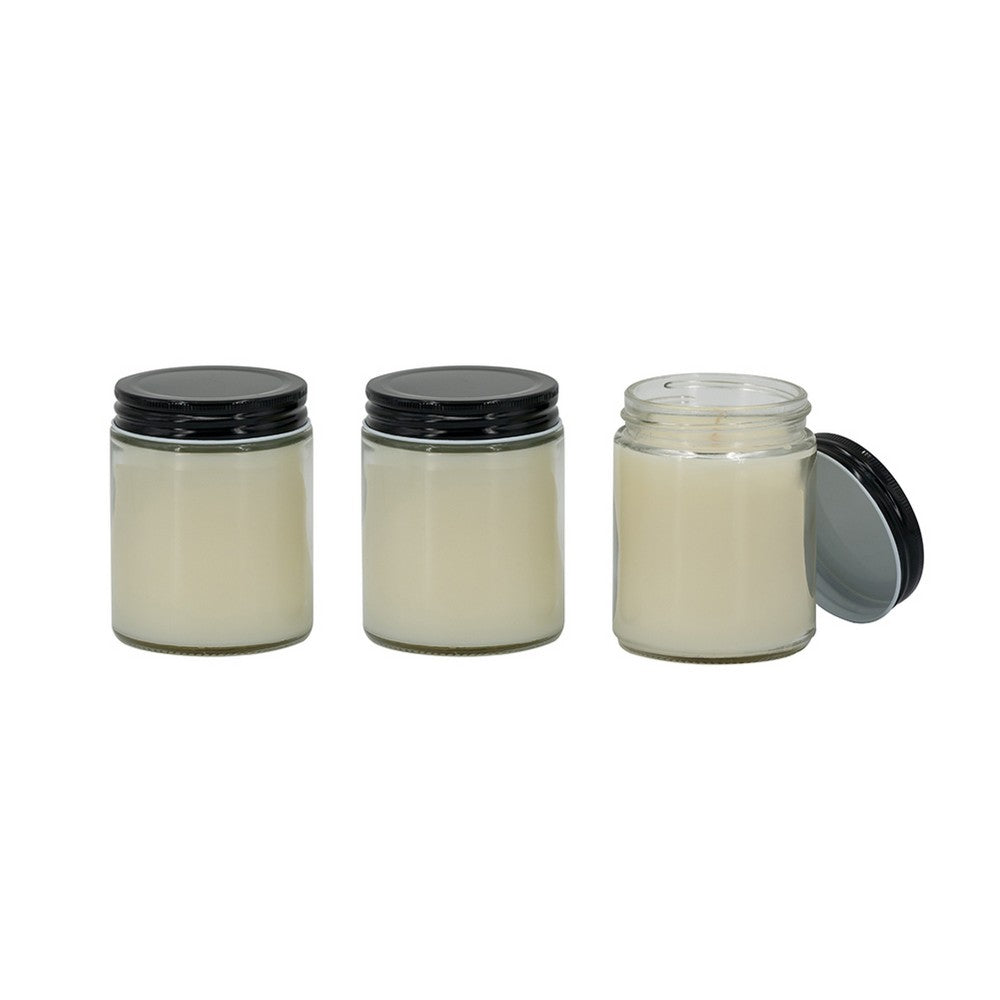Renyl Earl Gray Scented Soy Wax Candles Set of 3 | White Glass 9"