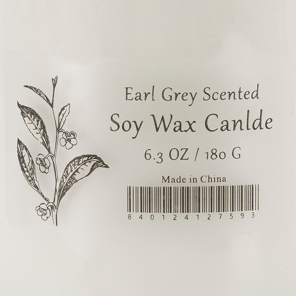 Renyl Earl Gray Scented Soy Wax Candles Set of 3 | White Glass 9"