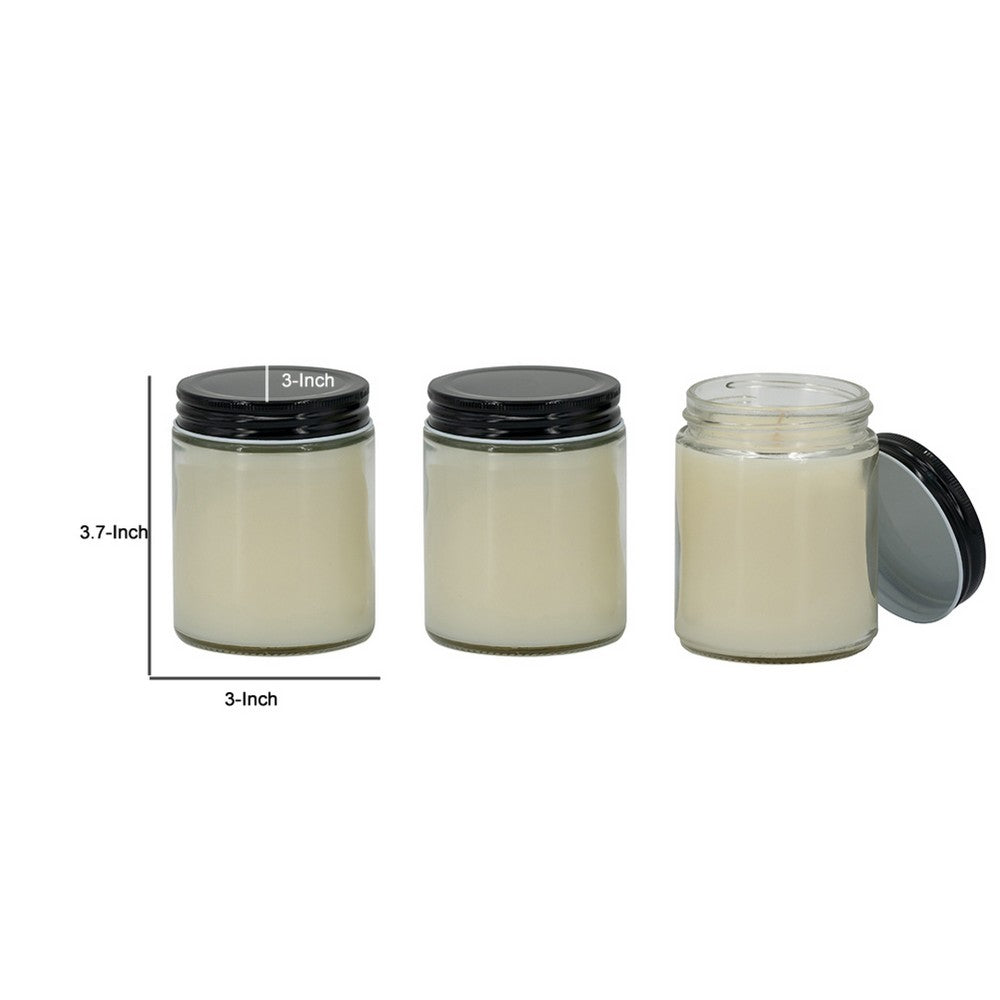 Renyl Earl Gray Scented Soy Wax Candles Set of 3 | White Glass 9"