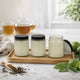 Renyl Earl Gray Scented Soy Wax Candles Set of 3 | White Glass 9"