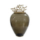 Abby Decorative Jar w Gold Aluminum-Brass Leaf Lid | Green Glass 14"