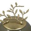 Abby Decorative Jar w Gold Aluminum-Brass Leaf Lid | Green Glass 14"