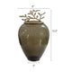 Abby Decorative Jar w Gold Aluminum-Brass Leaf Lid | Green Glass 14"