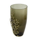 Keath Large Vase w Gold Capri Leaf Design | Brass | Green Glass 15"
