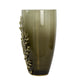Keath Large Vase w Gold Capri Leaf Design | Brass | Green Glass 15"