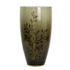 Keath Large Vase w Gold Capri Leaf Design | Brass | Green Glass 15"