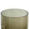Keath Large Vase w Gold Capri Leaf Design | Brass | Green Glass 15"