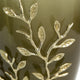 Keath Large Vase w Gold Capri Leaf Design | Brass | Green Glass 15"
