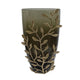 Keath Small Vase w Gold Capri Leaf Design | Brass | Green Glass 11"