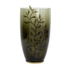 Keath Small Vase w Gold Capri Leaf Design | Brass | Green Glass 11"