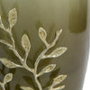 Keath Small Vase w Gold Capri Leaf Design | Brass | Green Glass 11"
