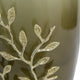 Keath Small Vase w Gold Capri Leaf Design | Brass | Green Glass 11"