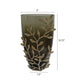 Keath Small Vase w Gold Capri Leaf Design | Brass | Green Glass 11"