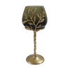 Keanu Small Candle Holder | Gold Capri Leaf Brass | Green Glass 13"