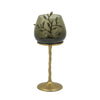 Keanu Small Candle Holder | Gold Capri Leaf Brass | Green Glass 13"