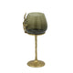 Keanu Small Candle Holder | Gold Capri Leaf Brass | Green Glass 13"