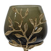 Keanu Small Candle Holder | Gold Capri Leaf Brass | Green Glass 13"