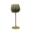 Keanu Large Candle Holder | Gold Capri Leaf Brass | Green Glass 16"