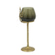 Keanu Large Candle Holder | Gold Capri Leaf Brass | Green Glass 16"