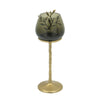 Keanu Large Candle Holder | Gold Capri Leaf Brass | Green Glass 16"